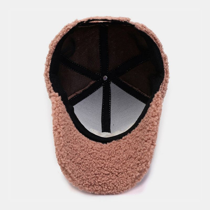 Männer Baseballmütze Lamm Plüsch Pu Patchwork Farbkontrast Herbst Winter Wärme Newsboy Caps Für Frauen