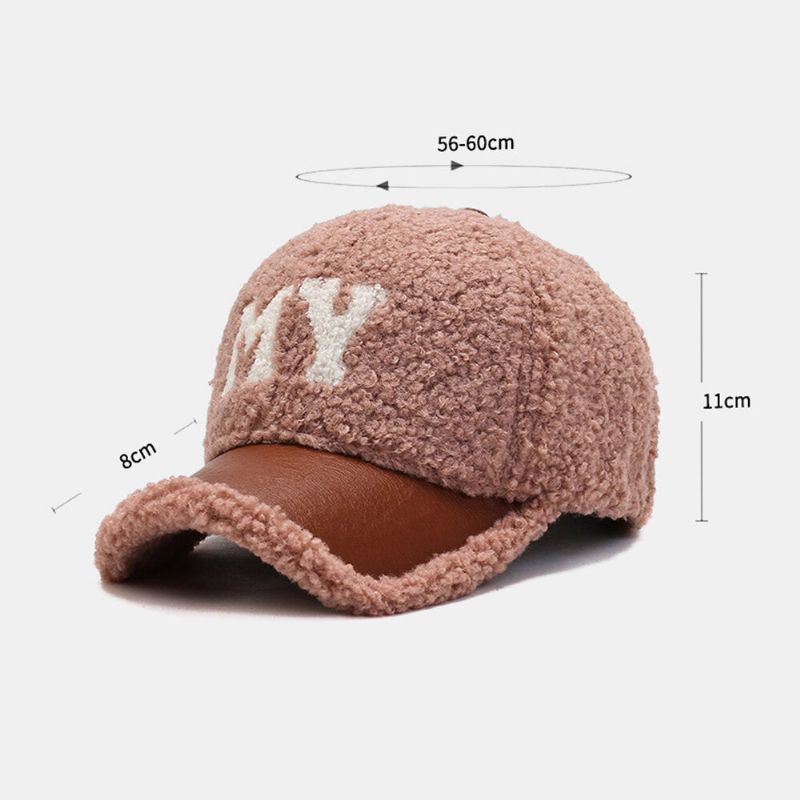 Männer Baseballmütze Lamm Plüsch Pu Patchwork Farbkontrast Herbst Winter Wärme Newsboy Caps Für Frauen