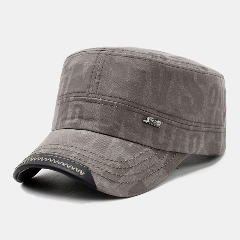 Männer Baumwolle Buchstabenmuster Flacher Zylinder Lässiger Outdoor-sonnenschutz Winddicht Cadet Army Caps Military Caps