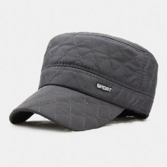 Männer Baumwolle Polyester Karo Muster Herbst Winter Verdicken Warme Armee Mütze Kadett Hut Outdoor Gehörschutz Ohrenschützer Winddicht Bequem Flat Top Cap Military Cap