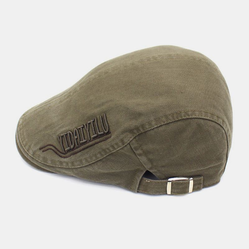 Männer Baumwolle Stickerei Buchstabe Retro Casual Flacher Hut Baskenmütze Hut Forward Hat