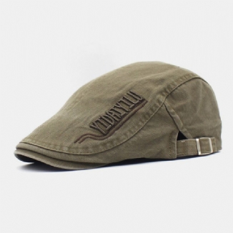 Männer Baumwolle Stickerei Buchstabe Retro Casual Flacher Hut Baskenmütze Hut Forward Hat