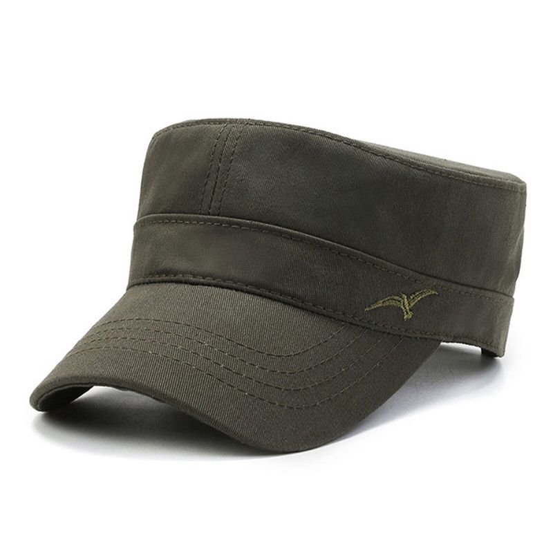 Männer Baumwolle Stickerei Einfarbig Outdoor-sonnenschutz Casual Vintage Military Caps Flache Hüte