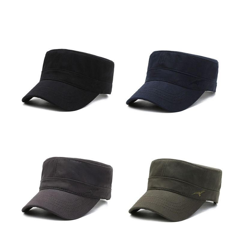 Männer Baumwolle Stickerei Einfarbig Outdoor-sonnenschutz Casual Vintage Military Caps Flache Hüte