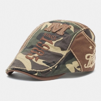 Männer Baumwolle Tarnung Brief Stickmuster Outdoor Casual Barett Cap Forward Cap Flat Hat