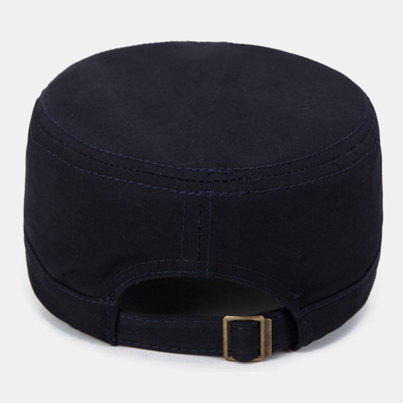 Männer Brief Stickerei Patch Military Cap Kadettenhut Atmungsaktive Löcher Design Flat Top Cap