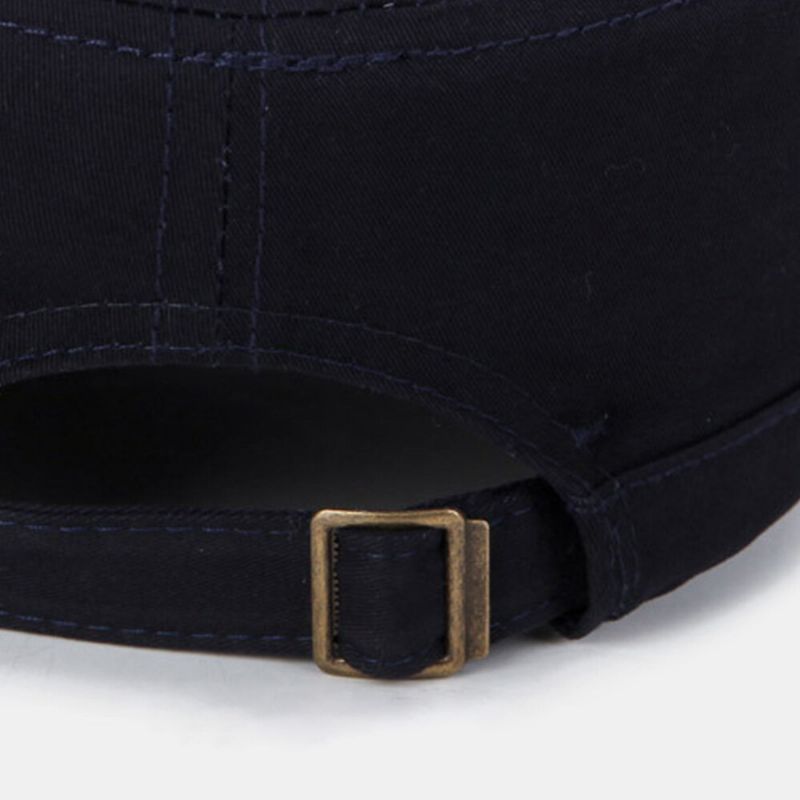 Männer Brief Stickerei Patch Military Cap Kadettenhut Atmungsaktive Löcher Design Flat Top Cap