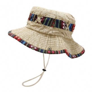 Männer Ethnischer Casual Retro Washed Old Shade Bucket Hat Outdoor Bergsteigen Angeln Hut