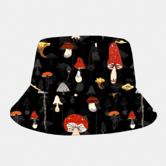 Männer Frauen Baumwolle Overlay Pilzdruck Muster Sonnenschirm Fashion Element Bucket Hat