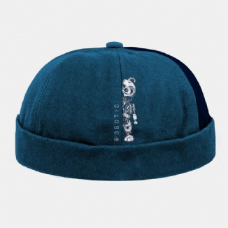 Männer Frauen Baumwolle Roboter Bär Drucken Patchwork Kreative Mode Street Trend Brimless Beanie Landlord Cap Skull Cap