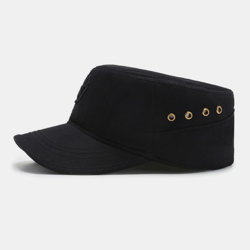 Männer Fünfzackiger Stern Buchstabe Muster Stickerei Flat Top Cap Outdoor Casual Frühling Herbst Sonnenschirm Military Cap Cadet Army Caps