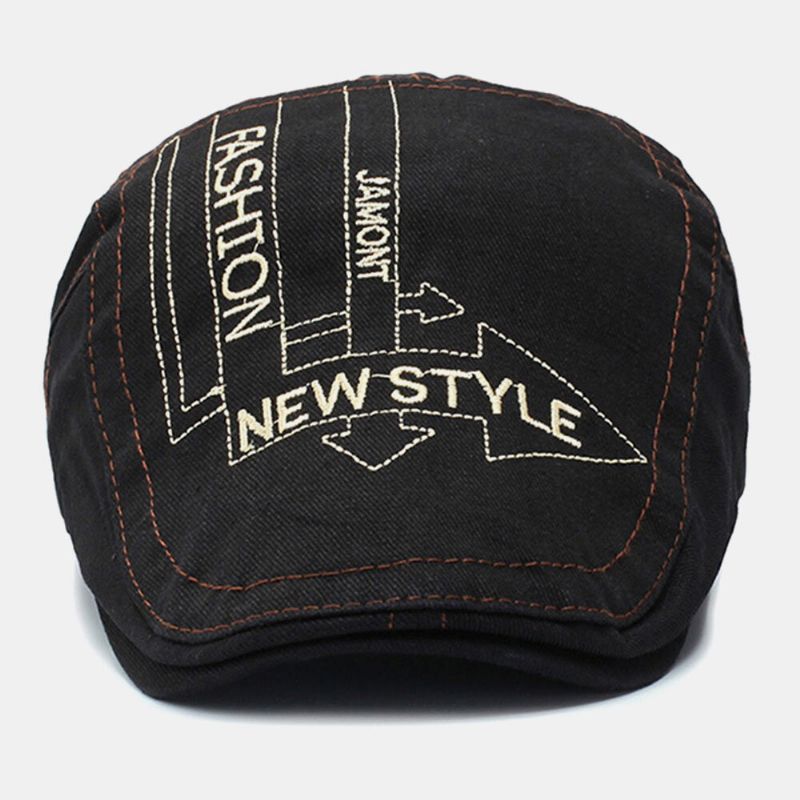 Männer Pfeil Buchstabe Muster Stickerei Washed Beret Cap Outdoor Casual Verstellbare Forward Cap Cabbie Hat