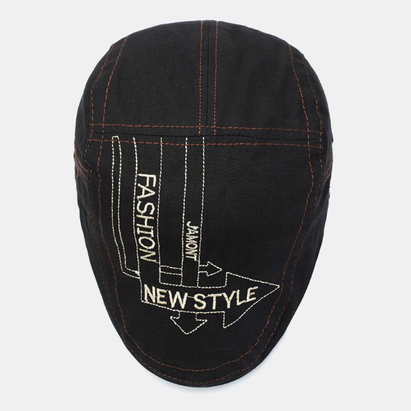 Männer Pfeil Buchstabe Muster Stickerei Washed Beret Cap Outdoor Casual Verstellbare Forward Cap Cabbie Hat