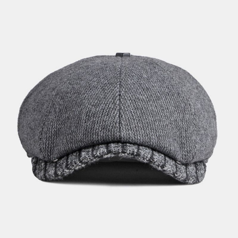 Männer Woolen Thicken Warm Octagonal Hat British Fashion Ear Protection Earmuffs Windproof Newsboy Hat Flat Hat