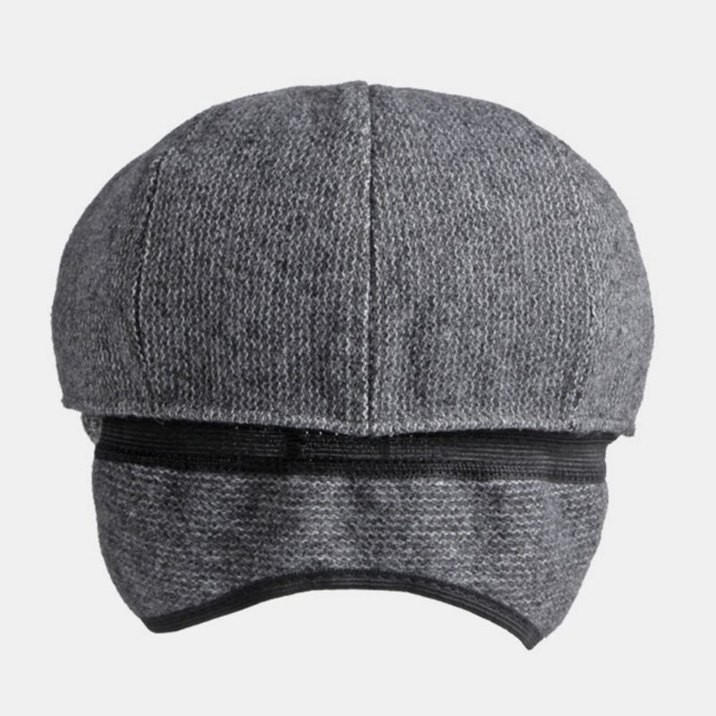 Männer Woolen Thicken Warm Octagonal Hat British Fashion Ear Protection Earmuffs Windproof Newsboy Hat Flat Hat