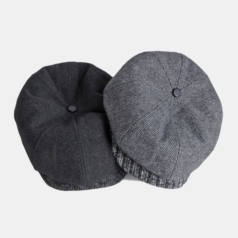 Männer Woolen Thicken Warm Octagonal Hat British Fashion Ear Protection Earmuffs Windproof Newsboy Hat Flat Hat