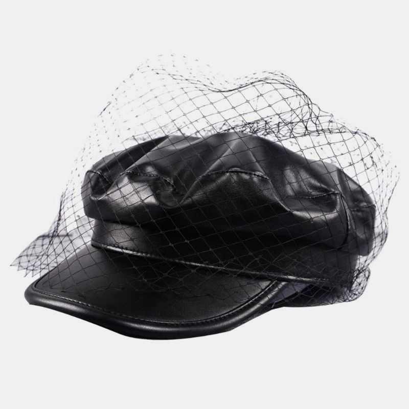 Mesh-kunstleder-barett Literary Wild Octagonal Hat Military Army Cap Flat Hats