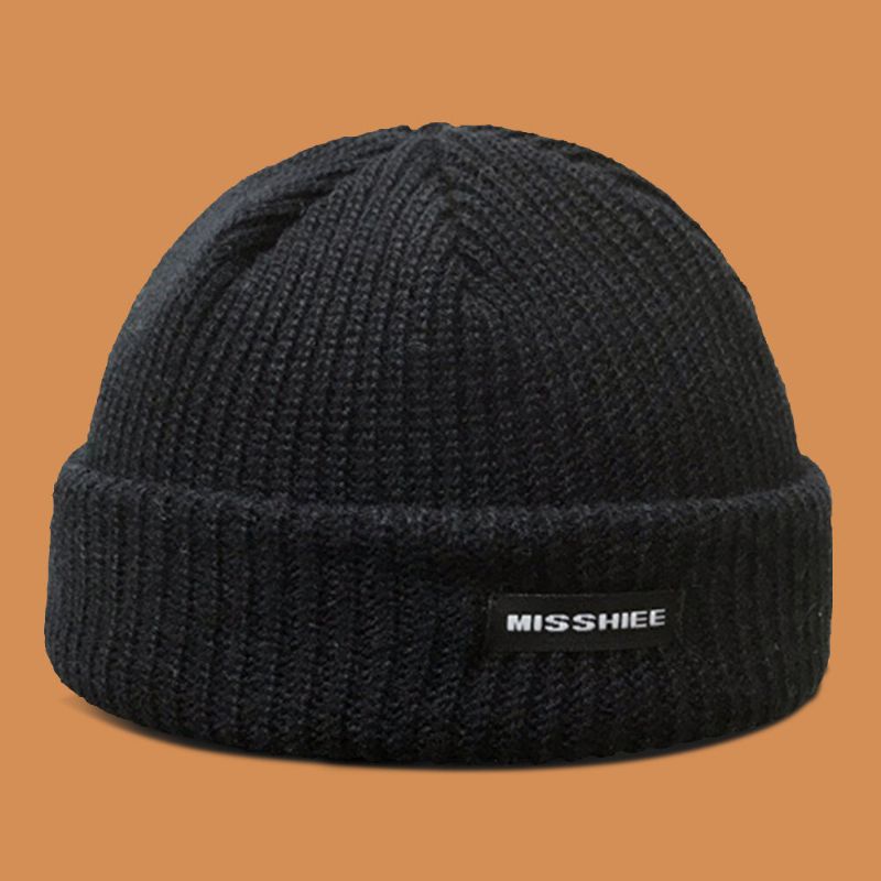 Unisex Acryl Buchstaben Muster Stoff Label Strickmütze Hip Hop Winter Wärme Skull Cap Beanie Mütze