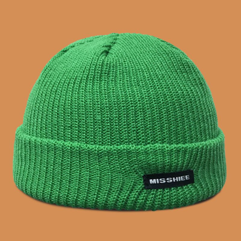 Unisex Acryl Buchstaben Muster Stoff Label Strickmütze Hip Hop Winter Wärme Skull Cap Beanie Mütze