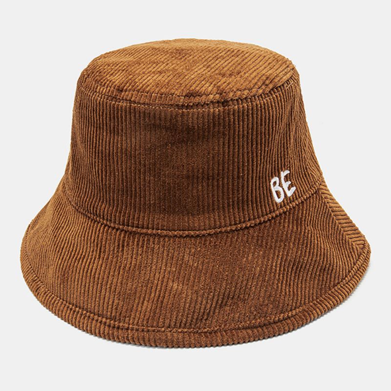 Unisex All-match Fischerhut Aus Cord Mit Gesticktem Muster Warmer Winter-sonnenschirmhut