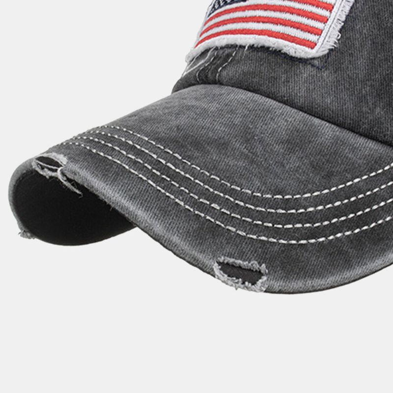 Unisex Baseball Cap Mit Verwaschener American Flag Patch Pferdeschwanz Mesh Atmungsaktive Casquette Sommer Hysteresenmütze