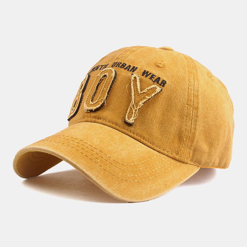 Unisex-baumwoll-3d-buchstaben-stickmuster-patch Washed Sunshade Baseball Cap