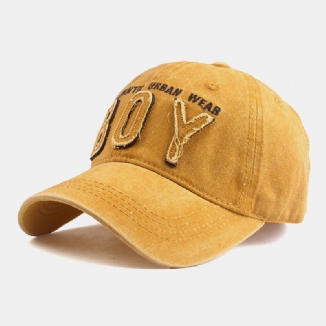 Unisex-baumwoll-3d-buchstaben-stickmuster-patch Washed Sunshade Baseball Cap