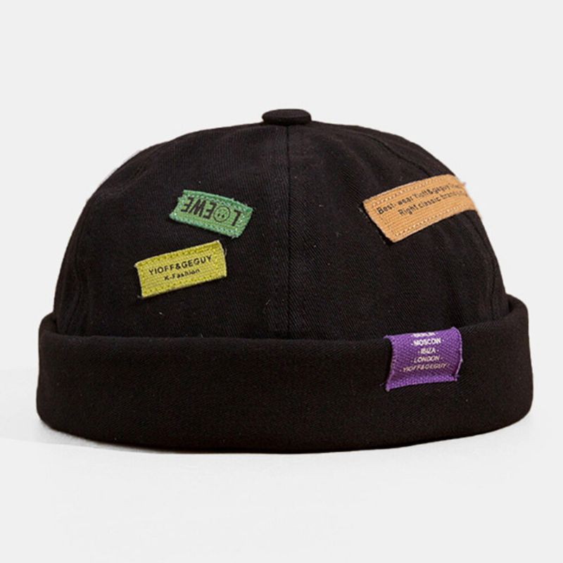 Unisex-baumwoll-buchstabenmuster-bunte Aufnäher-bestickte Randlose Beanie Landlord Cap Skull Cap