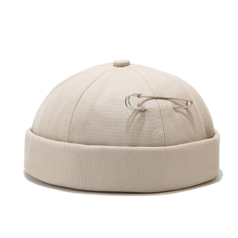 Unisex-baumwoll-büroklammer-dekor Lässig All-match Verstellbare Randlose Beanie Landlord Caps Skull Caps