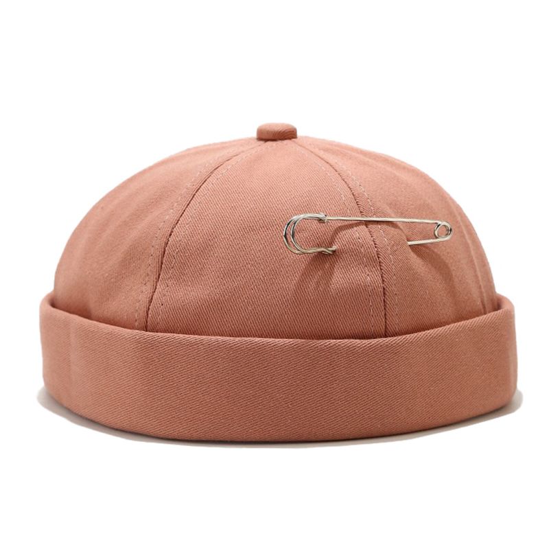 Unisex-baumwoll-büroklammer-dekor Lässig All-match Verstellbare Randlose Beanie Landlord Caps Skull Caps