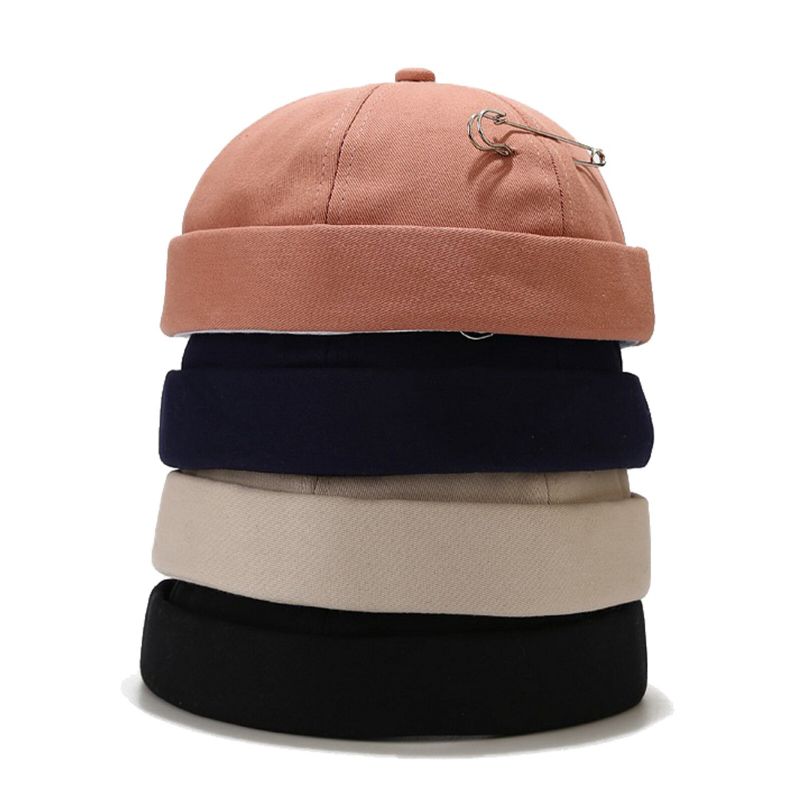 Unisex-baumwoll-büroklammer-dekor Lässig All-match Verstellbare Randlose Beanie Landlord Caps Skull Caps