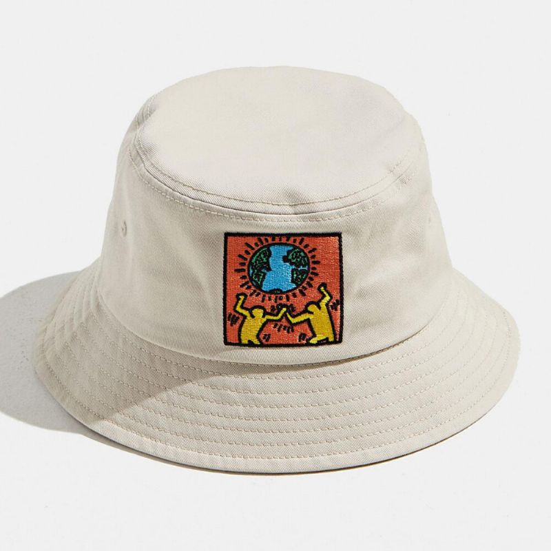 Unisex-baumwoll-umweltschützer Im Einklang Mit Der Natur Thema Muster Outdoor-reisen Sonnenschutz Bucket Hat