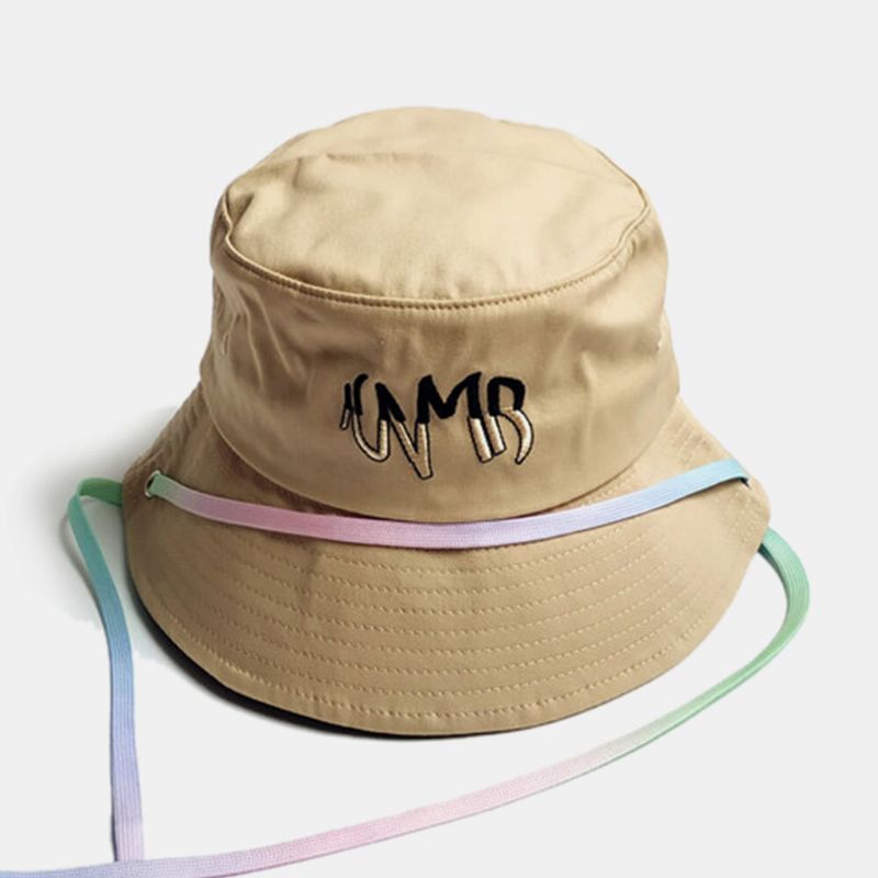 Unisex-baumwollbuchstaben-stickerei Big Brim Outdoor Wild Sunshade Bucket Hat