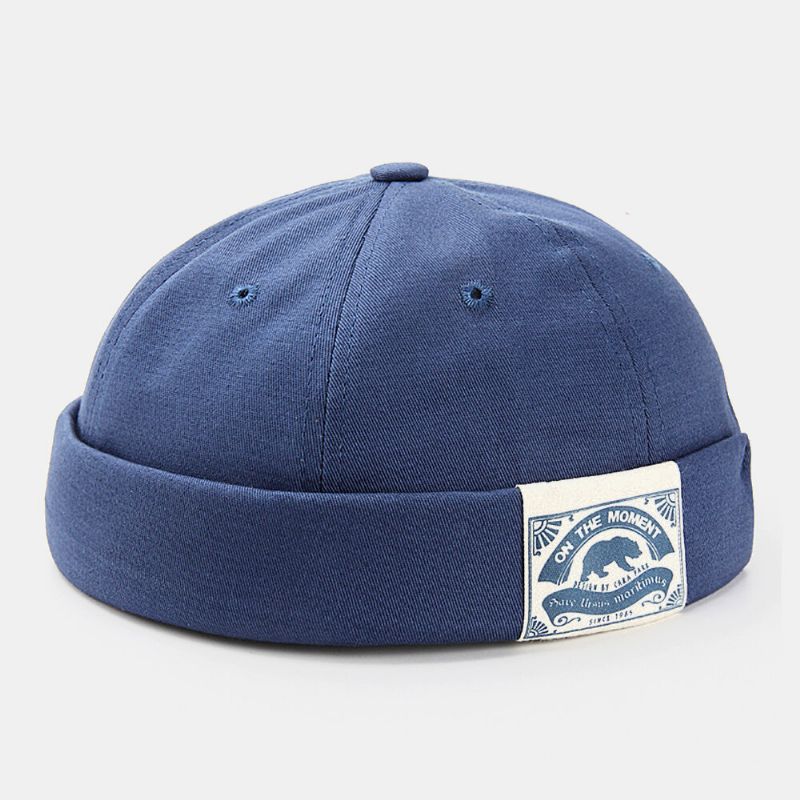 Unisex Baumwolle Buchstabenmuster Aufnäher Street Trend Verstellbare Randlose Beanie Landlord Cap Skull Cap