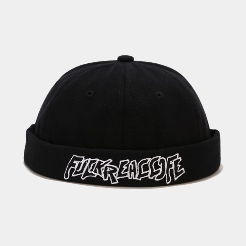 Unisex-baumwolle Einfarbig Buchstabenstickerei Verstellbarer Kordelzug Vielseitige Randlose Mütze Landlord Cap Skull Cap