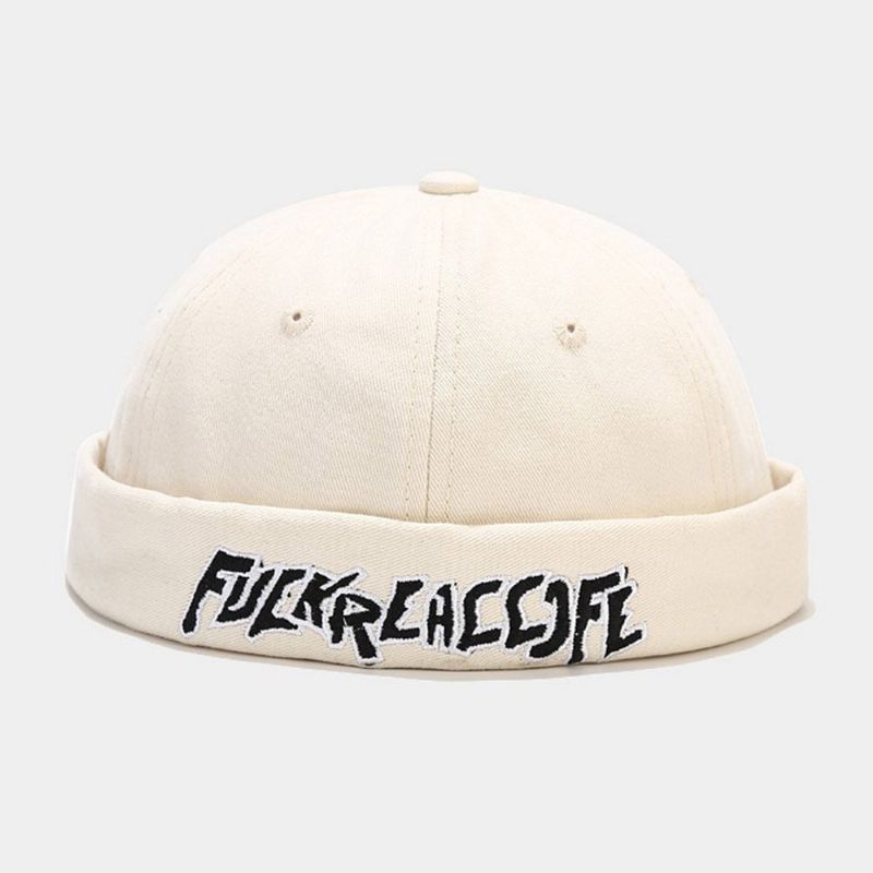 Unisex-baumwolle Einfarbig Buchstabenstickerei Verstellbarer Kordelzug Vielseitige Randlose Mütze Landlord Cap Skull Cap