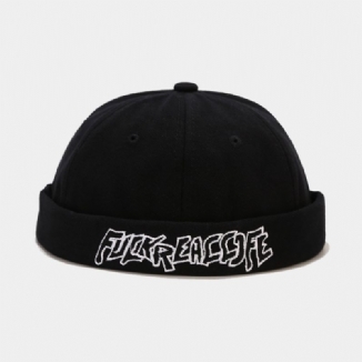 Unisex-baumwolle Einfarbig Buchstabenstickerei Verstellbarer Kordelzug Vielseitige Randlose Mütze Landlord Cap Skull Cap