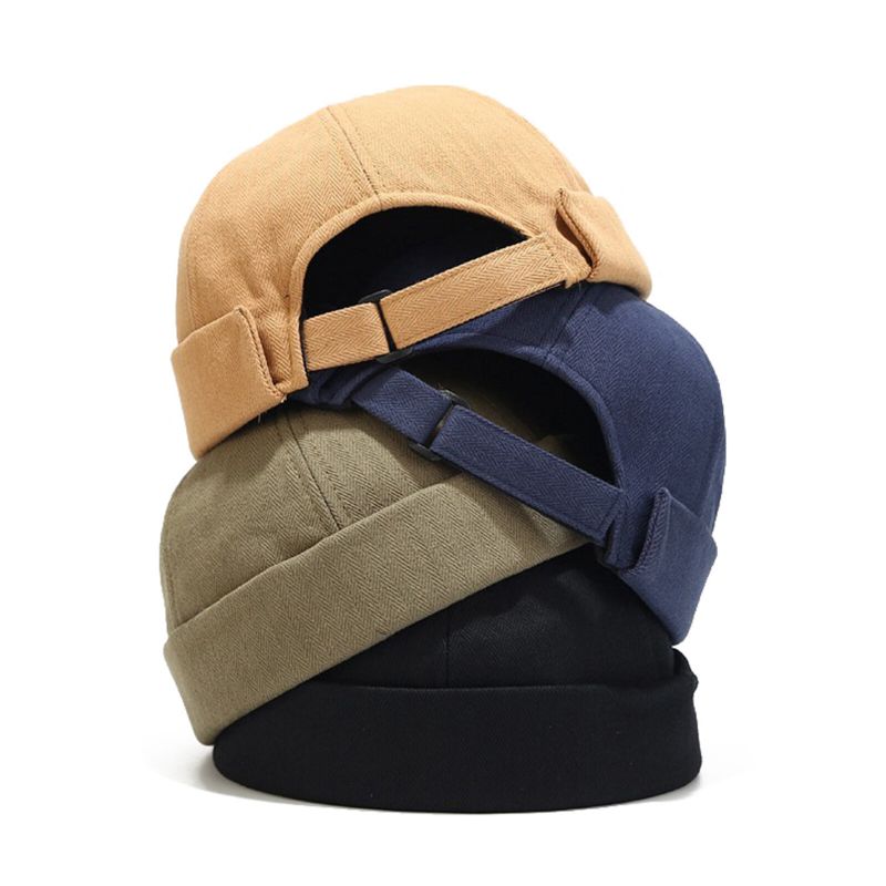 Unisex-baumwolle Einfarbig Stilvoll Einfach All-match Verstellbar Randlos Beanie Landlord Caps Skull Caps