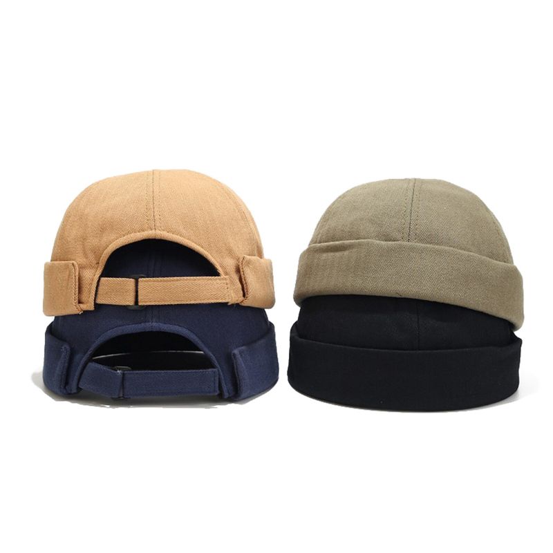 Unisex-baumwolle Einfarbig Stilvoll Einfach All-match Verstellbar Randlos Beanie Landlord Caps Skull Caps