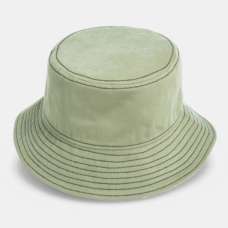 Unisex Baumwolle Knopfverzierung Seitenschlitz Persönlichkeit Sonnenschutz Bucket Hat