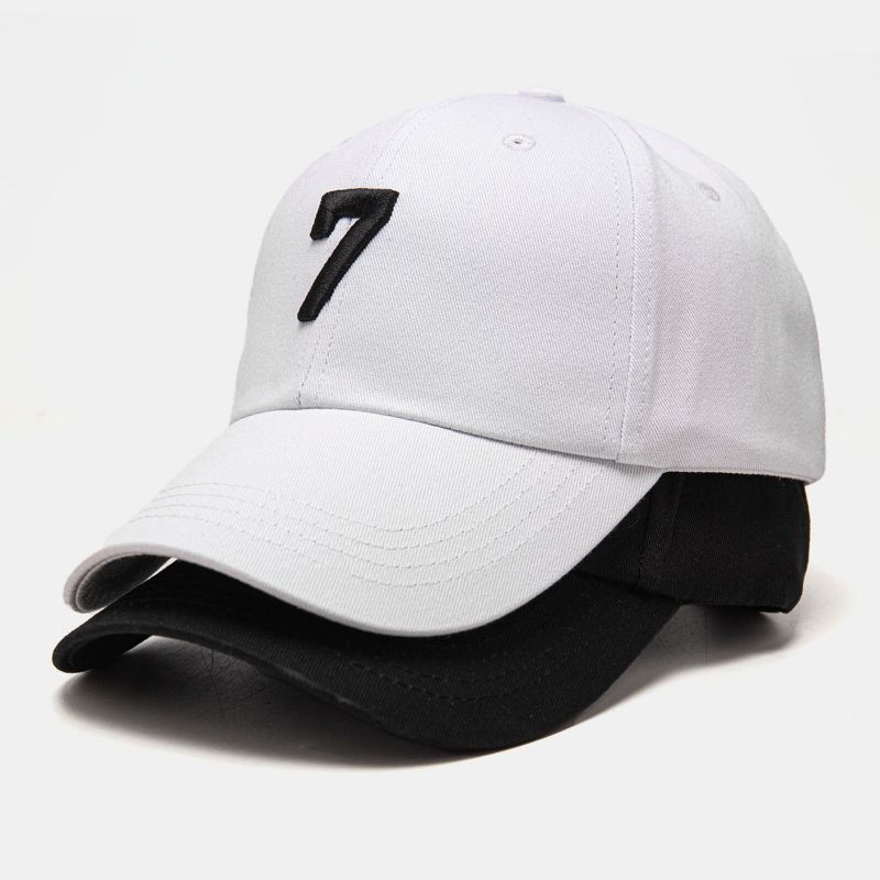 Unisex Baumwolle Nummer 7 Muster Dreidimensionale Stickerei Fashion Sunshade Baseball Caps