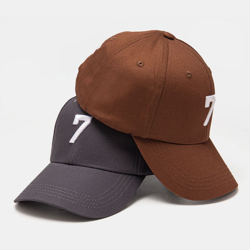 Unisex Baumwolle Nummer 7 Muster Dreidimensionale Stickerei Fashion Sunshade Baseball Caps