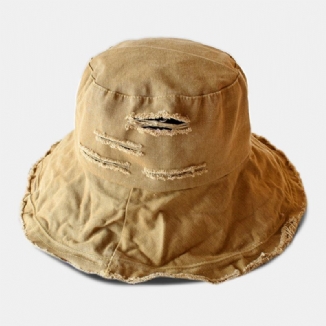 Unisex Bucket Hat Mit Gebrochenem Loch Großer Krempe Outdoor-sonnenschutz Sonnenschutz Strandhut