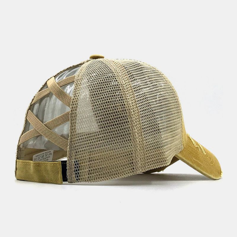 Unisex Camouflage Stretch Fit Cap Mesh Atmungsaktive Trucker-mütze Kreuz-pferdeschwanz-baseball-cap