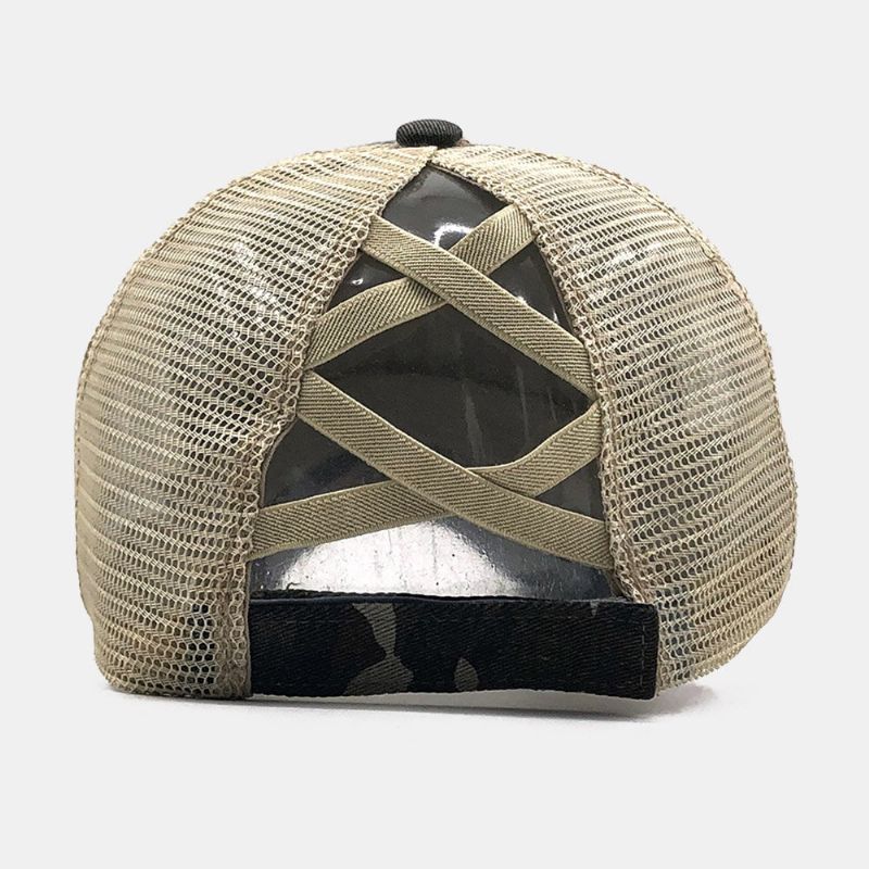 Unisex Camouflage Stretch Fit Cap Mesh Atmungsaktive Trucker-mütze Kreuz-pferdeschwanz-baseball-cap