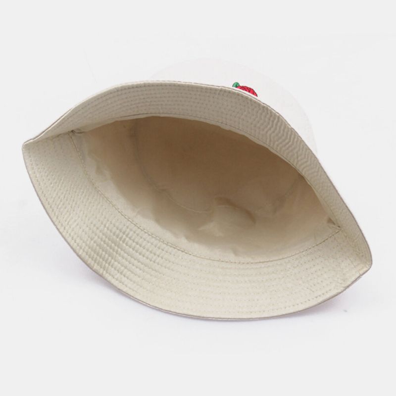 Unisex Cartoon Rose Stickerei Twill Cap Outdoor Sonnencreme Sonnenschirm Bucket Hat