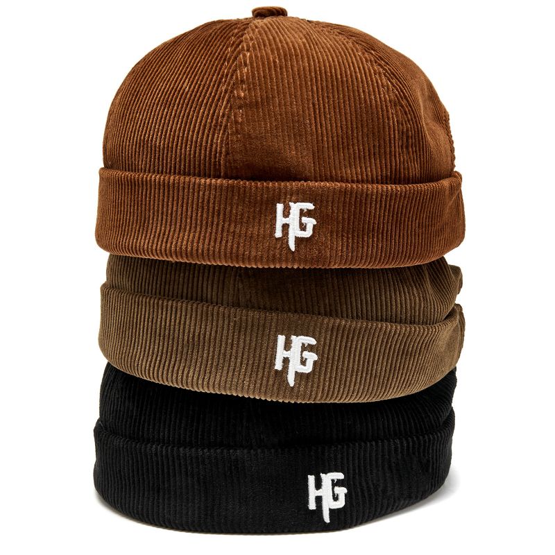 Unisex Cord Bestickt H G Patten Lässige Randlose Beanie Landlord Hat Skull Cap