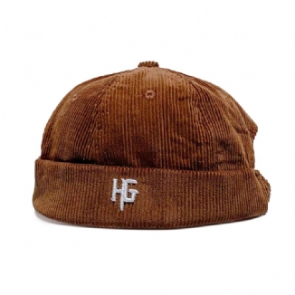 Unisex Cord Bestickt H G Patten Lässige Randlose Beanie Landlord Hat Skull Cap