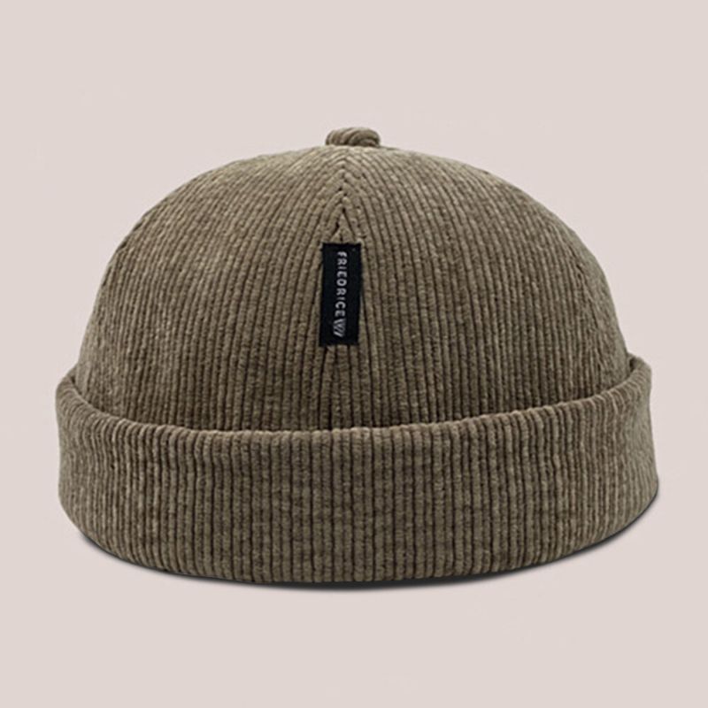 Unisex-cord-label-patch-schädelmütze Lässige Outdoor-herbst-winter-warme Verstellbare Randlose Beanie-kappe