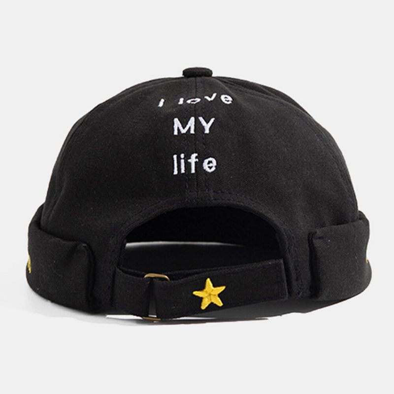 Unisex Cotton Dome Letter Slogan Stars Embroidered Patch Skull Cap Fashion Casual Beanie Melon Cap Landlord Cap Harbor Hat